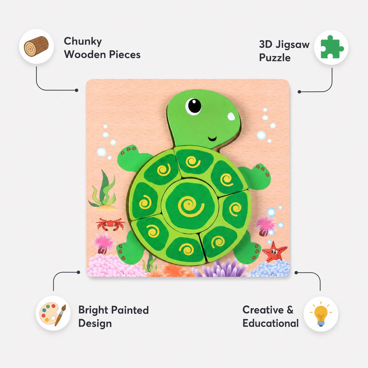 3D Animal Wooden Puzzle for Kids Ages 1-3
