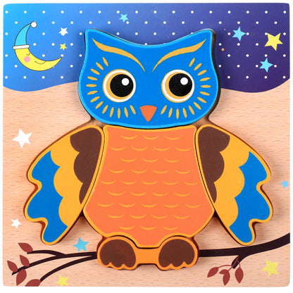 3D Animal Wooden Puzzle for Kids Ages 1-3